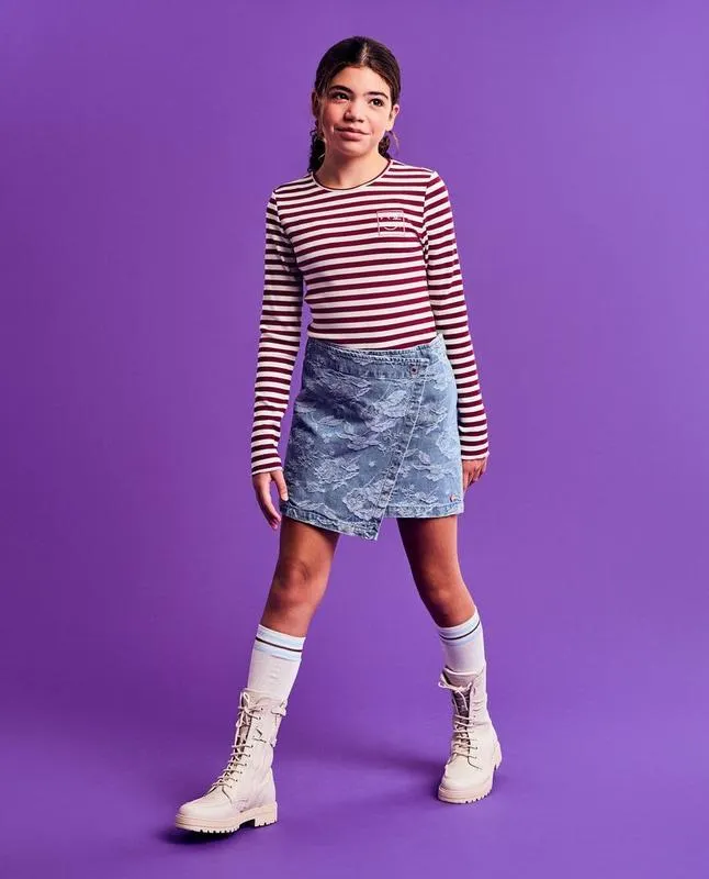 Jeansrok met bloemenpatroon