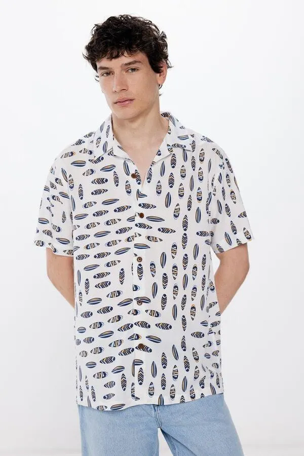Camisa manga corta estampada viscosa