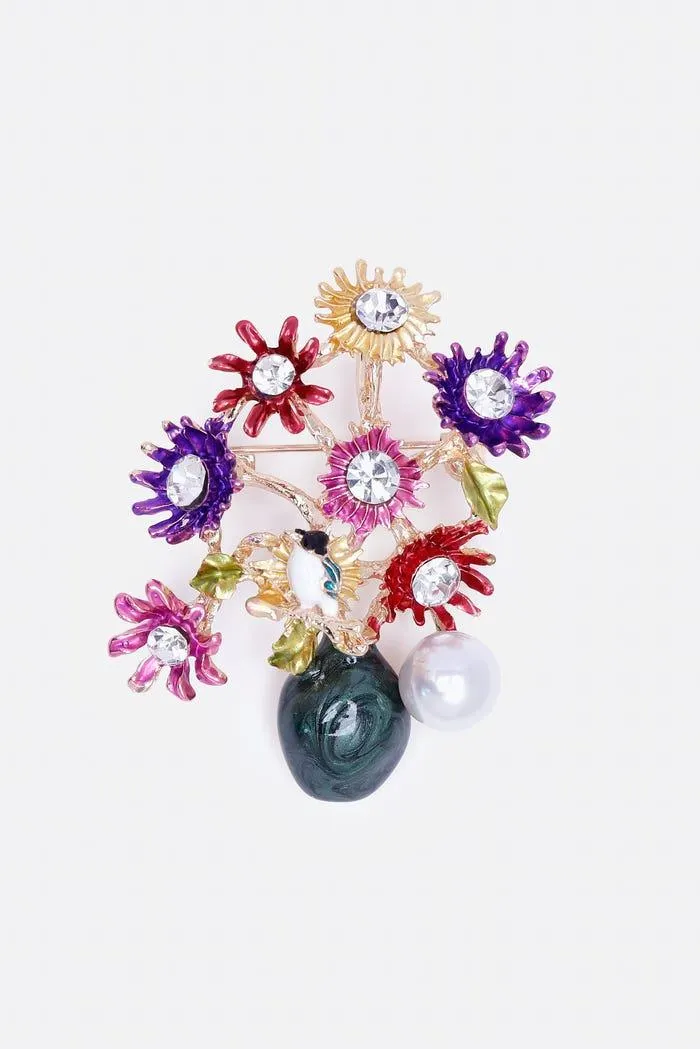 Broche vaas met bloemen