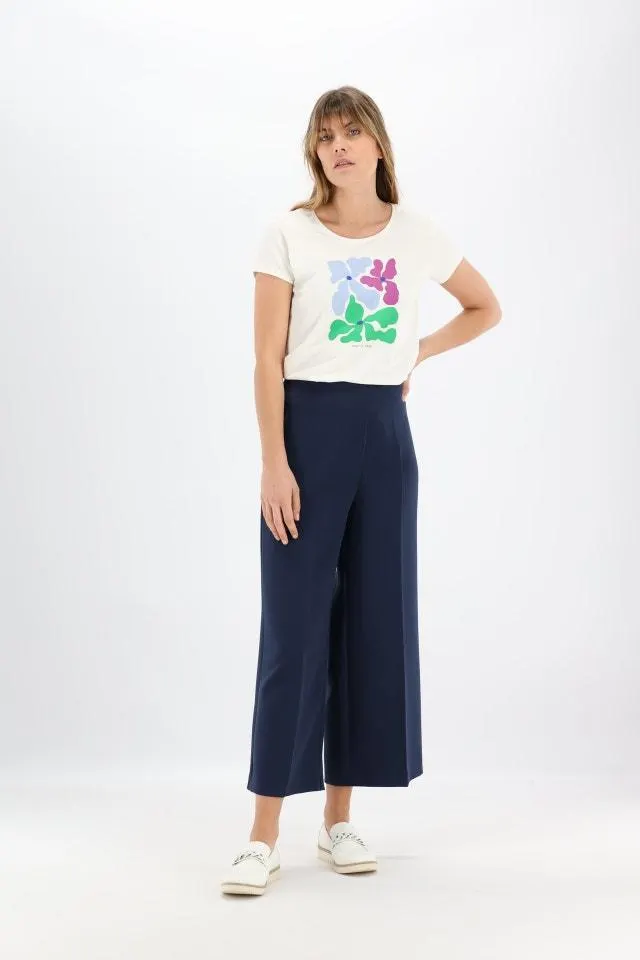 Wit T-shirt met bloemenprint "Take it easy"