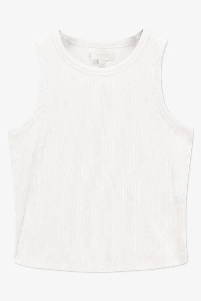 Wit kort fijn geribde top