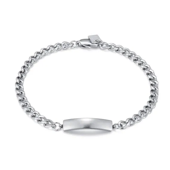 Armband in edelstaal, mat naamplaatje