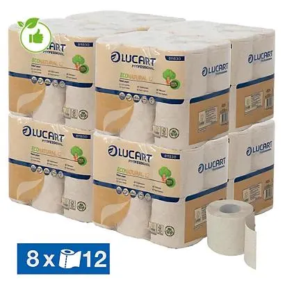 Toiletpapier Lucart EcoNatural 12 2-laags, set van 96 rollen