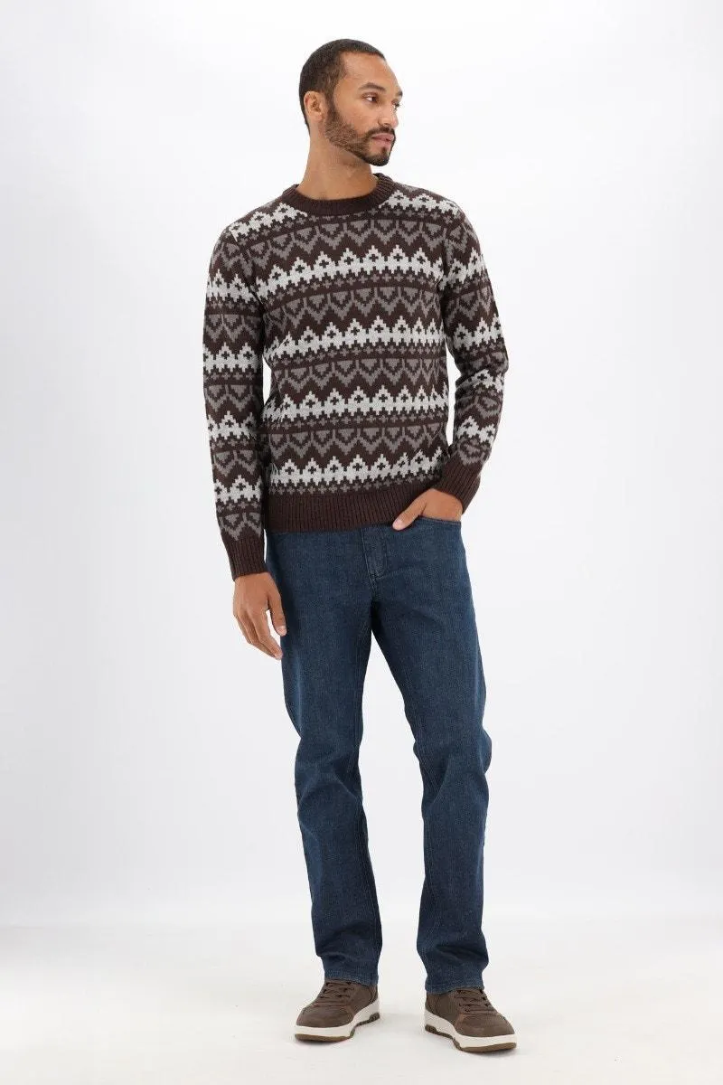 Bruine jacquard trui