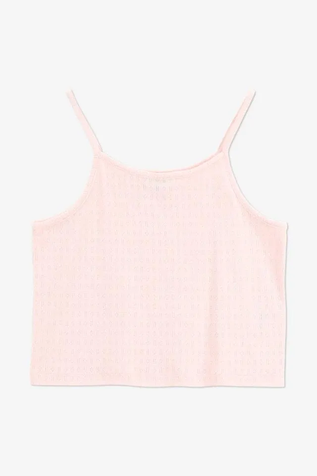 Lichtroze top met subtiele ajourbrei