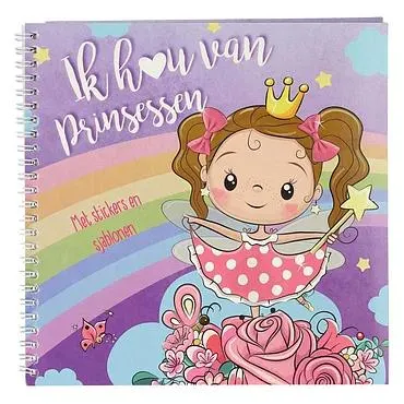 Sticker- en Sjablonenboek Ik hou van Prinsessen