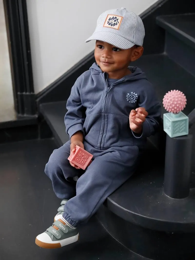 Ensemble sport sweat à capuche zippé + jogging bébé - indigo