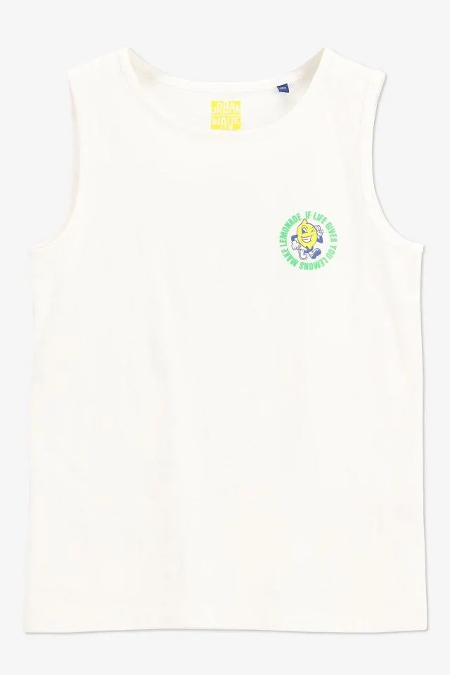 Witte tanktop "Make lemonade"