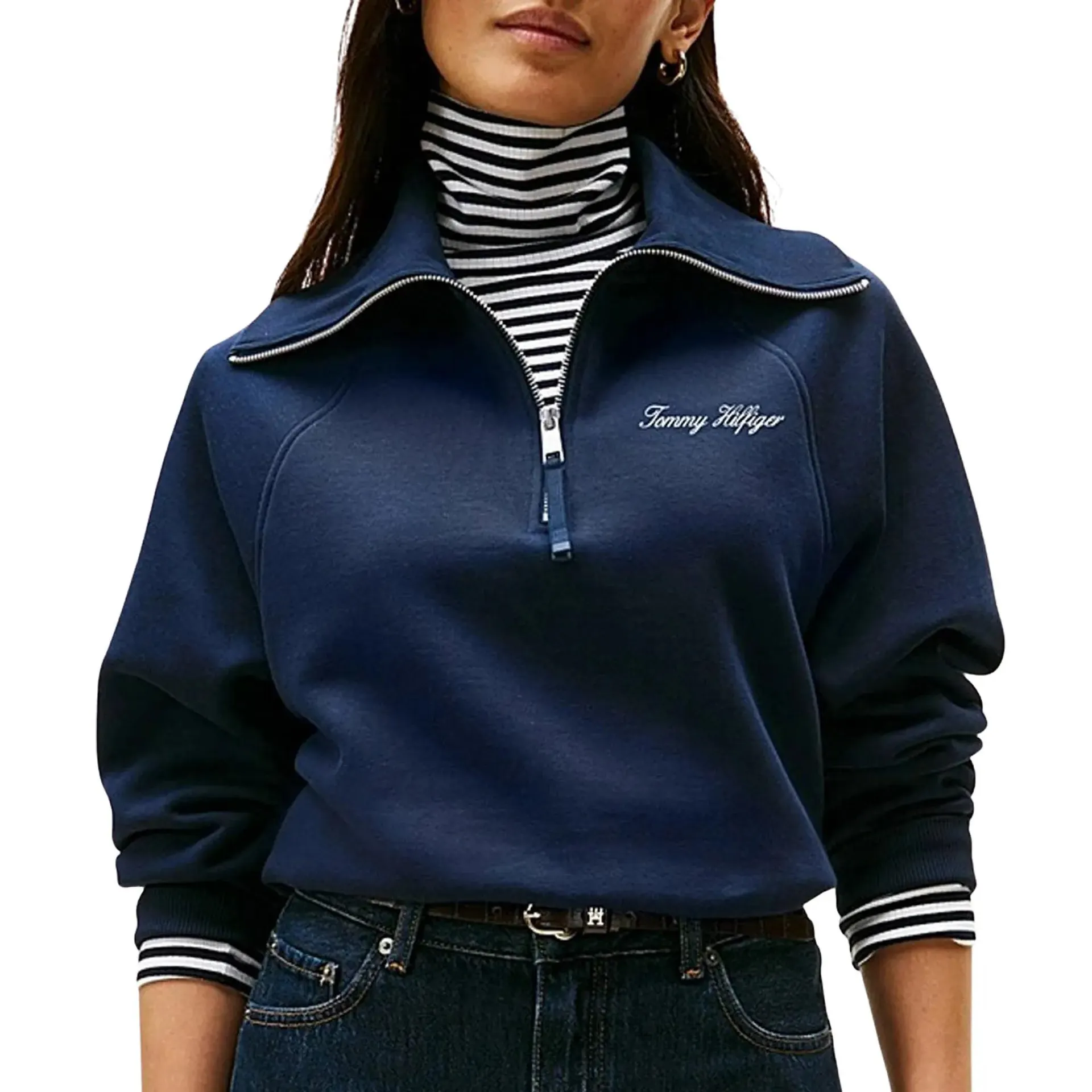 Classic Script Fleece Half Knit Sweater Dames