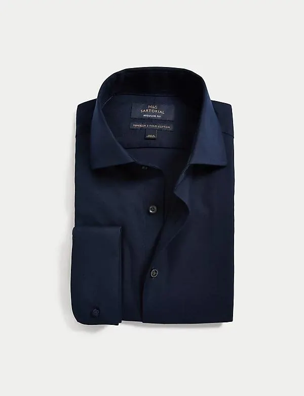 Regular Fit Luxury Cotton Double Cuff Twill Shirt