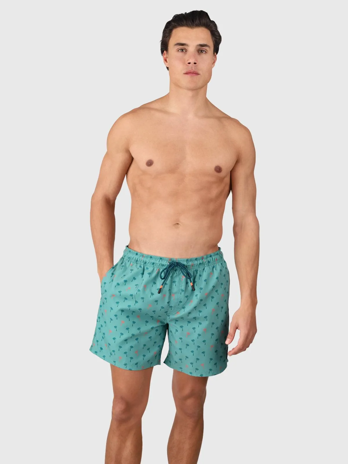 Cester-Mini Men Swim Shorts | Mini Palm Aqua Bottle Green