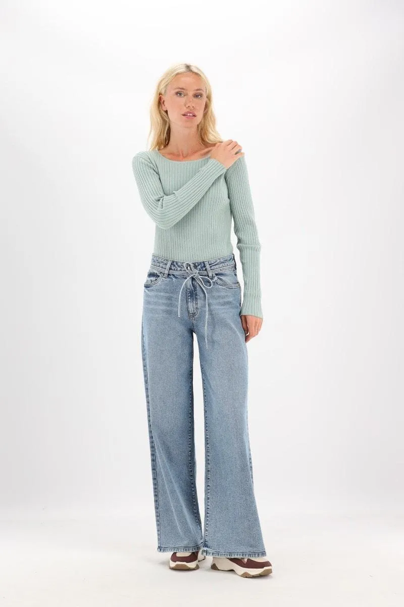 Mint rib pull met boothals