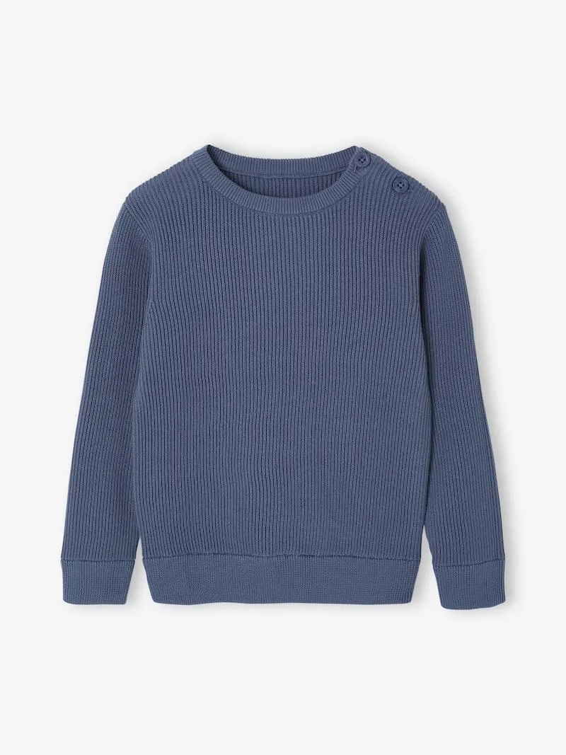 Pull garçon en maille - bleu ardoise