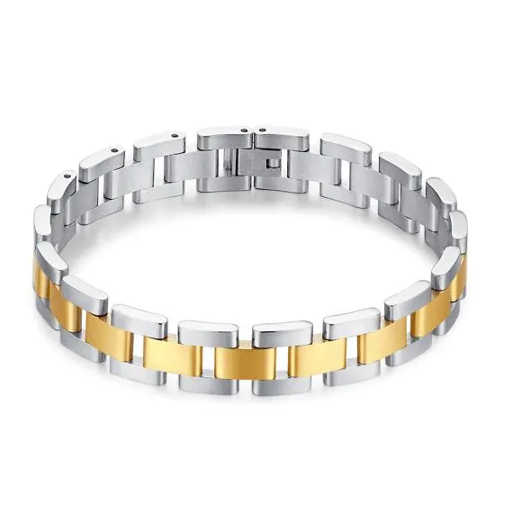 Armband in edelstaal, schakels met zirkonia