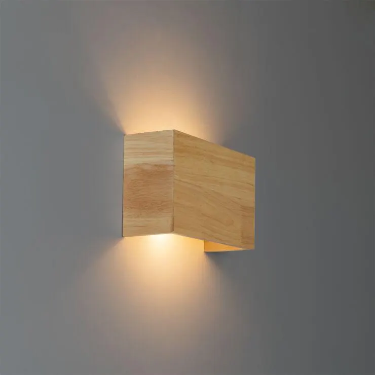 Landelijke wandlamp eiken hout - Otan
