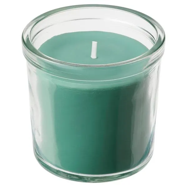 Scented candle in glass, Fresh grass/light green,
