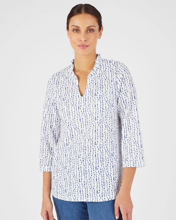 Gebreide top met print en reliëf