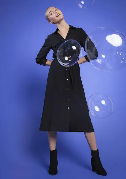 Shirt dress with belt