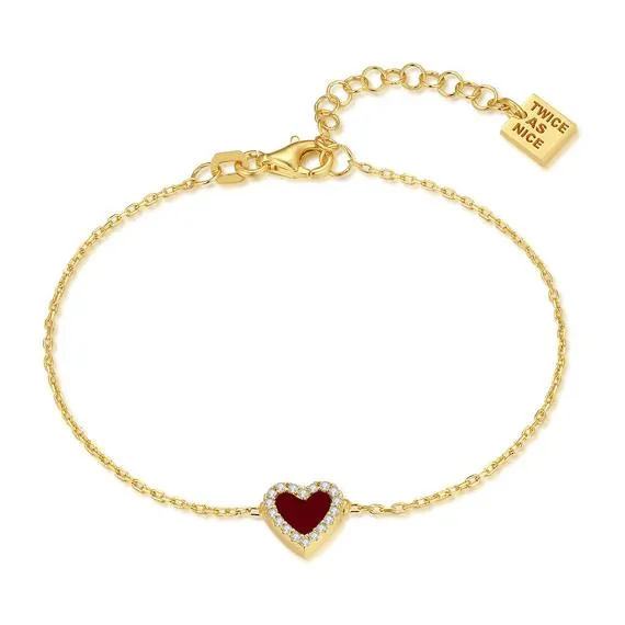 Armband in Zilver, hartje met zirkonia