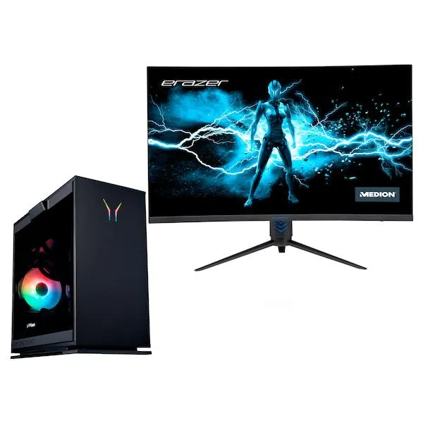 MEDION® BundelDEAL ! ERAZER® Engineer X20 Core i7 RTX3070 waterkoeling PC & ERAZER® Spectator X20 Curved 32 inch monitor