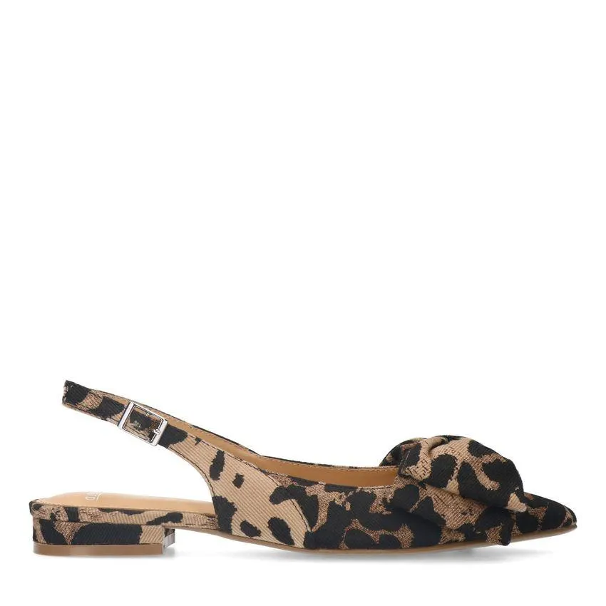 Leopard slingbacks met strik