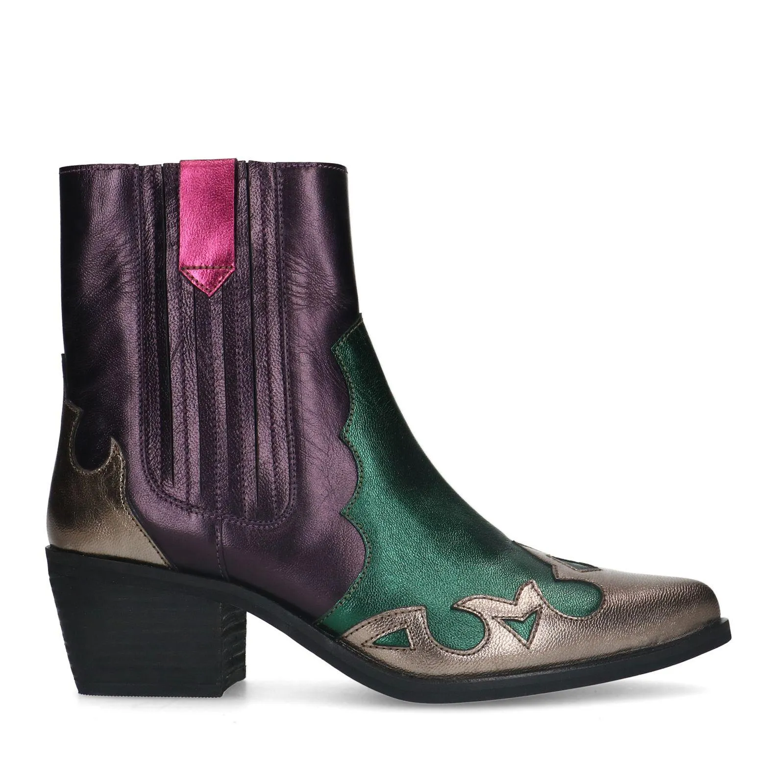 Manfield Groene metallic leren cowboy laarzen