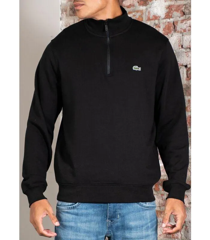 High neck zip up fleece sweatshirt - black