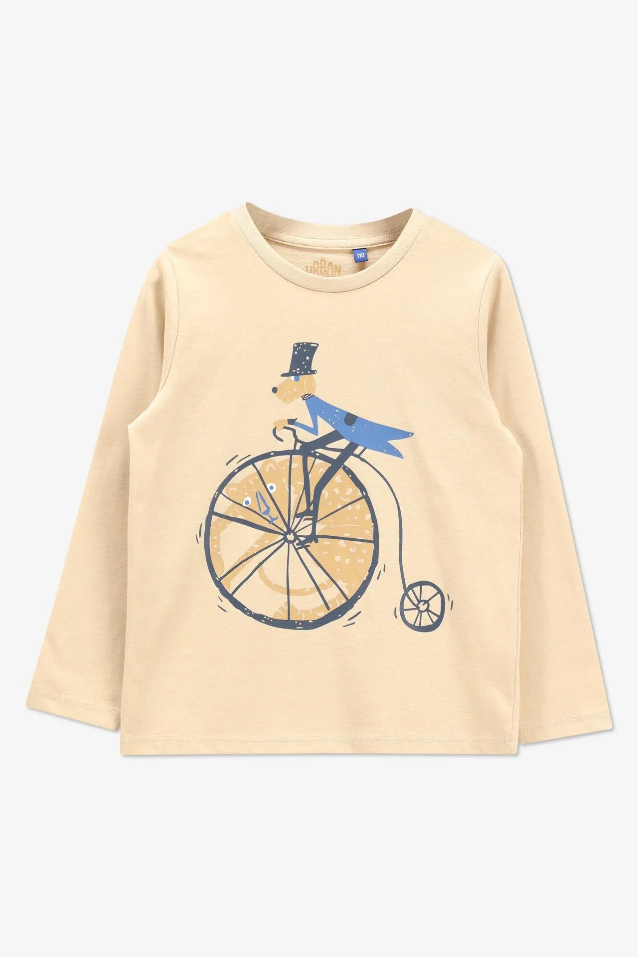 Beige T-shirt lange mouw met circusprint