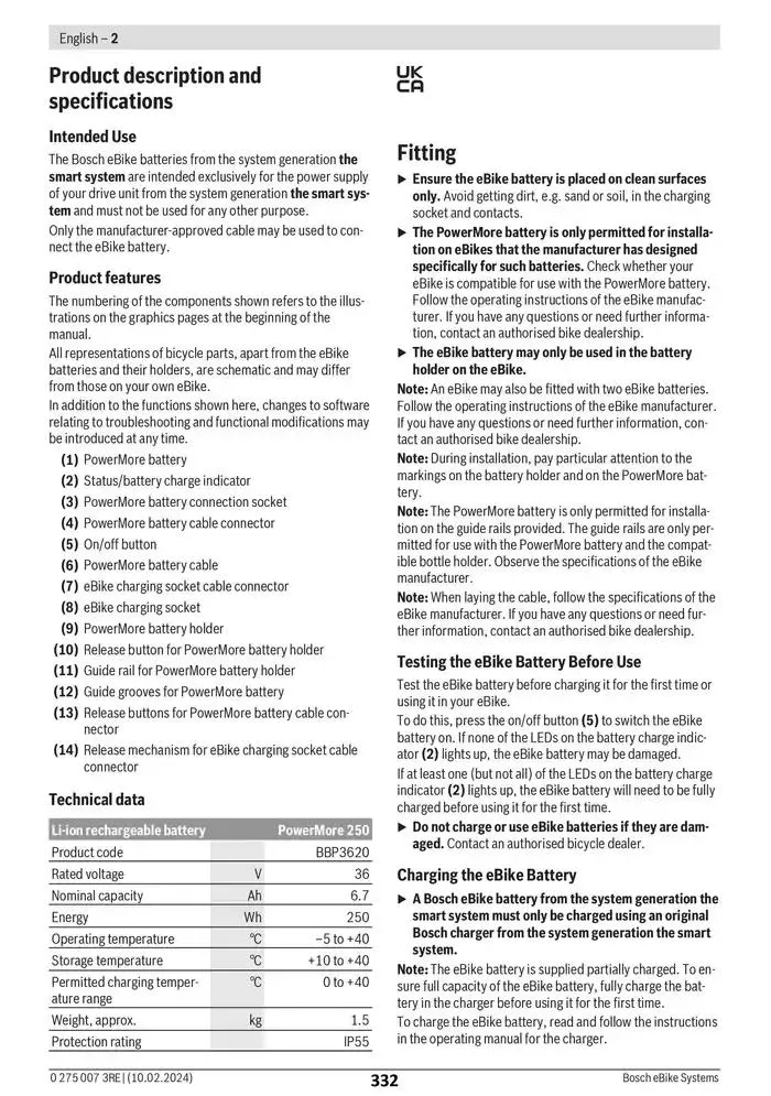Electric Bike Manual van 12 februari tot 12 augustus 2025 - folder pagina 332