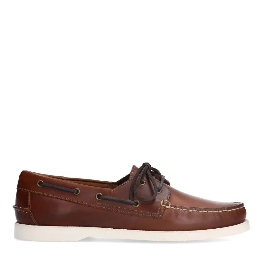 Cognac leren bootschoenen