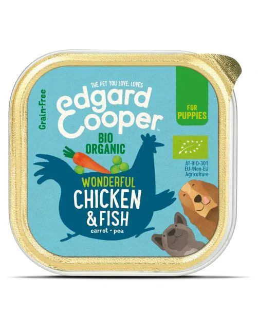 Edgard&Cooper Kuipje Bio Chicken Fish Puppy - Hondenvoer - Kip Vis Wortel 100 g Biologisch