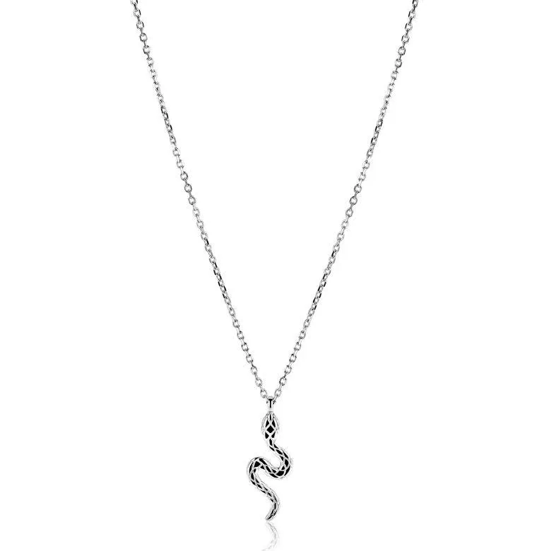 ZINZI zilveren ketting 42–45cm met elegante slang-hanger (27mm), bezet met witte zirkonia's ZIC2721