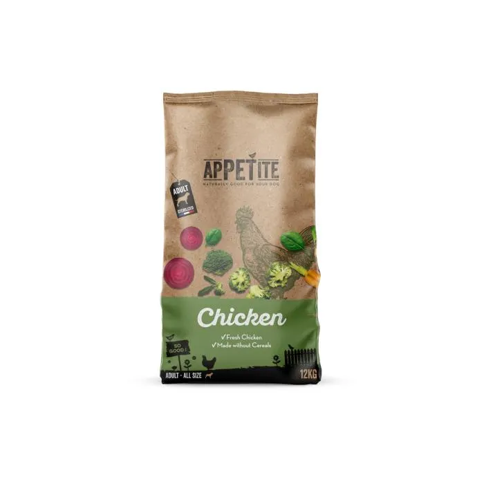 Appetite Brokken Graanvrije Gesteriliseerd/ Light Met Kip Hond (adult/ Alle) 12kg