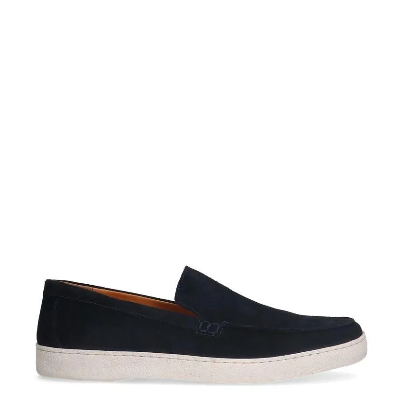 Donkerblauwe suède loafers