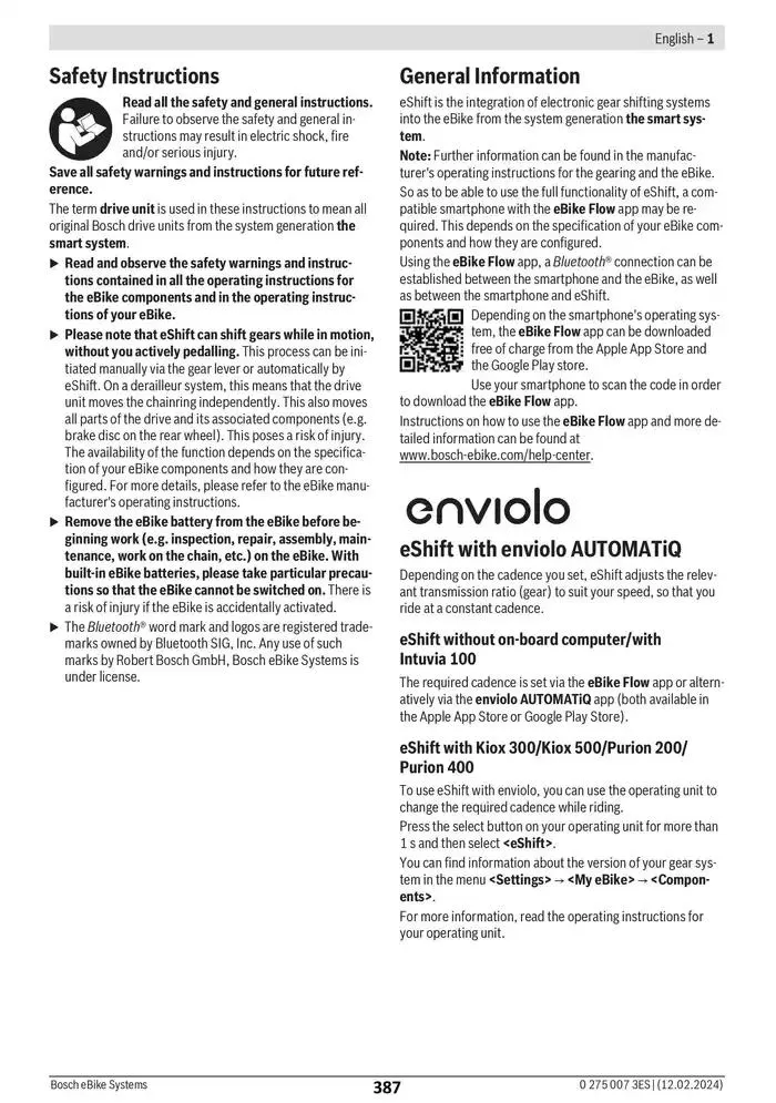 Electric Bike Manual van 12 februari tot 12 augustus 2025 - folder pagina 387