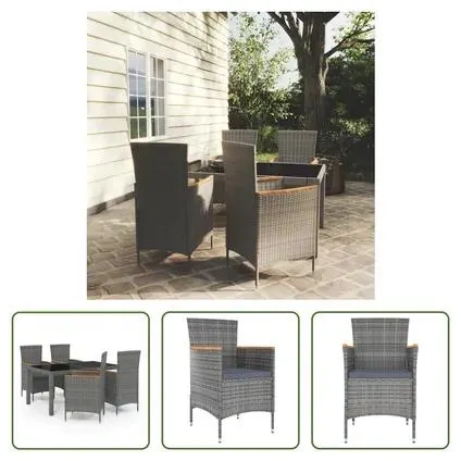 vidaXL Ensemble à dîner d'extérieur 5 pcs et coussins Résine tressée