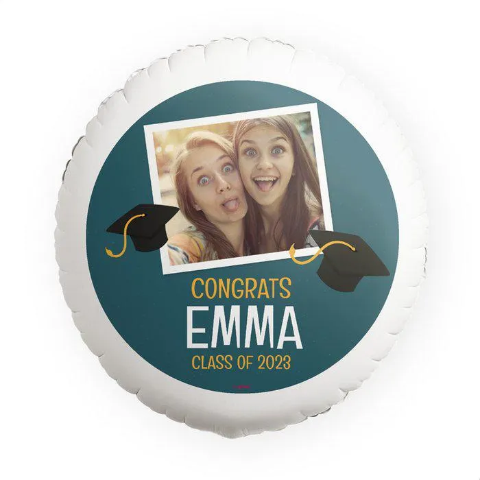 Ballon 'Congrats geslaagd! met eigen foto en naam'