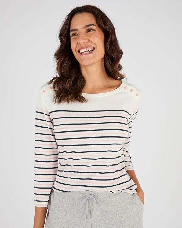 Gestreept T-shirt van interlock mesh