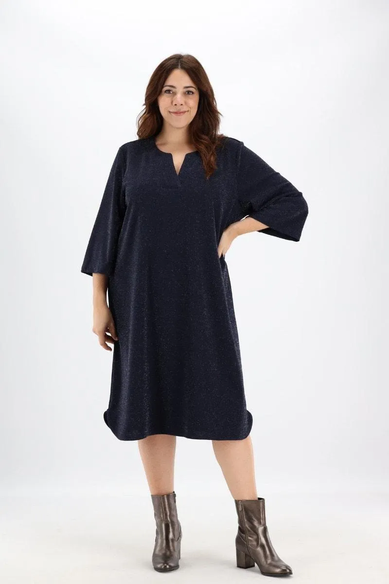 Donkerblauwe korte glitter jurk