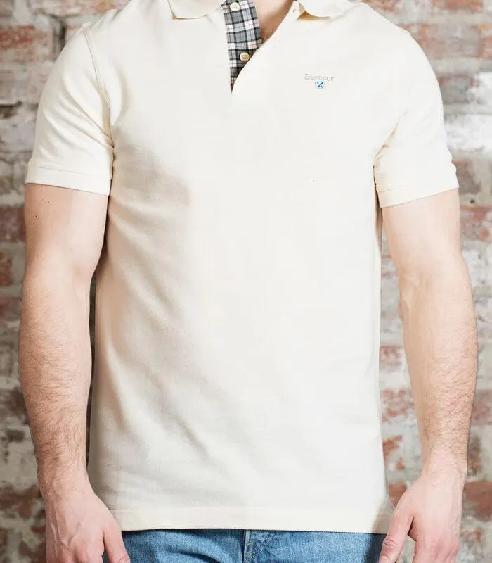 Barbour tartan pique polo shirt - antique white