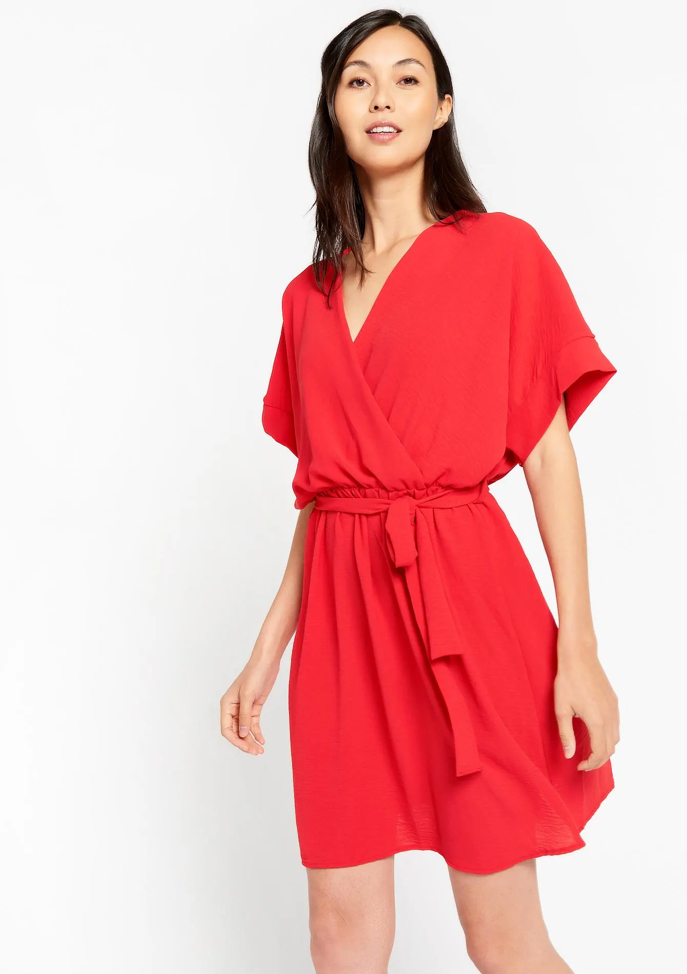 Dress with batwing sleeves