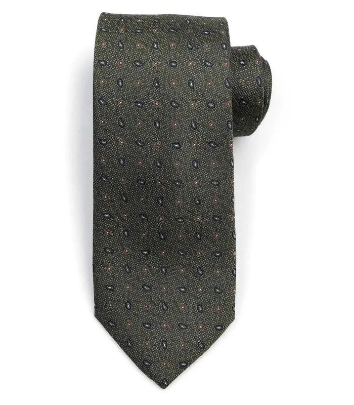 Stropdas Zijde Small Paisley Olive