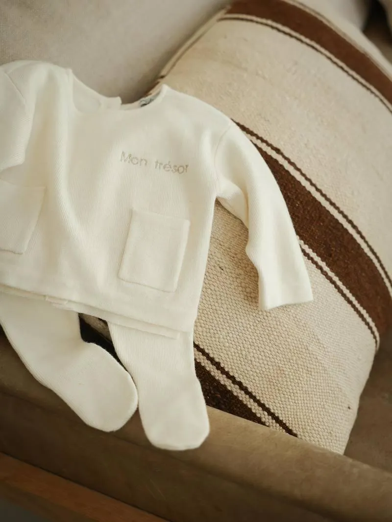 Ensemble bébé mixte en tricot personnalisable - écru