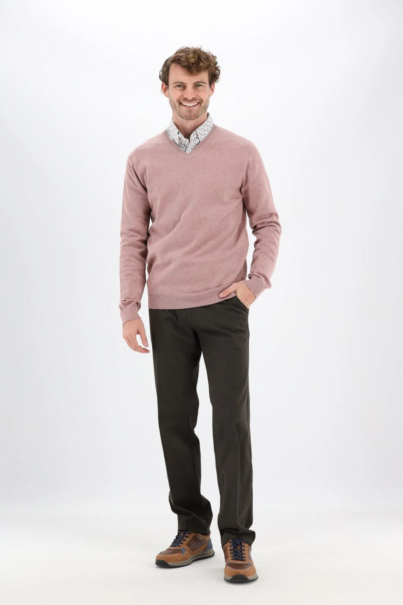 Roze trui met V-hals