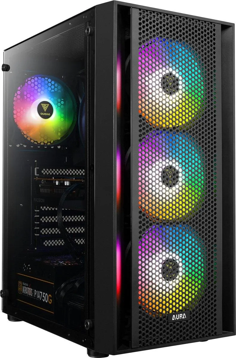 AMD Ryzen 7 5700G 8-Core RGB Game Computer / Gaming PC - 16GB RAM - 500GB SSD - WIFI - Win11 PRO - Gamdias Aura GC2