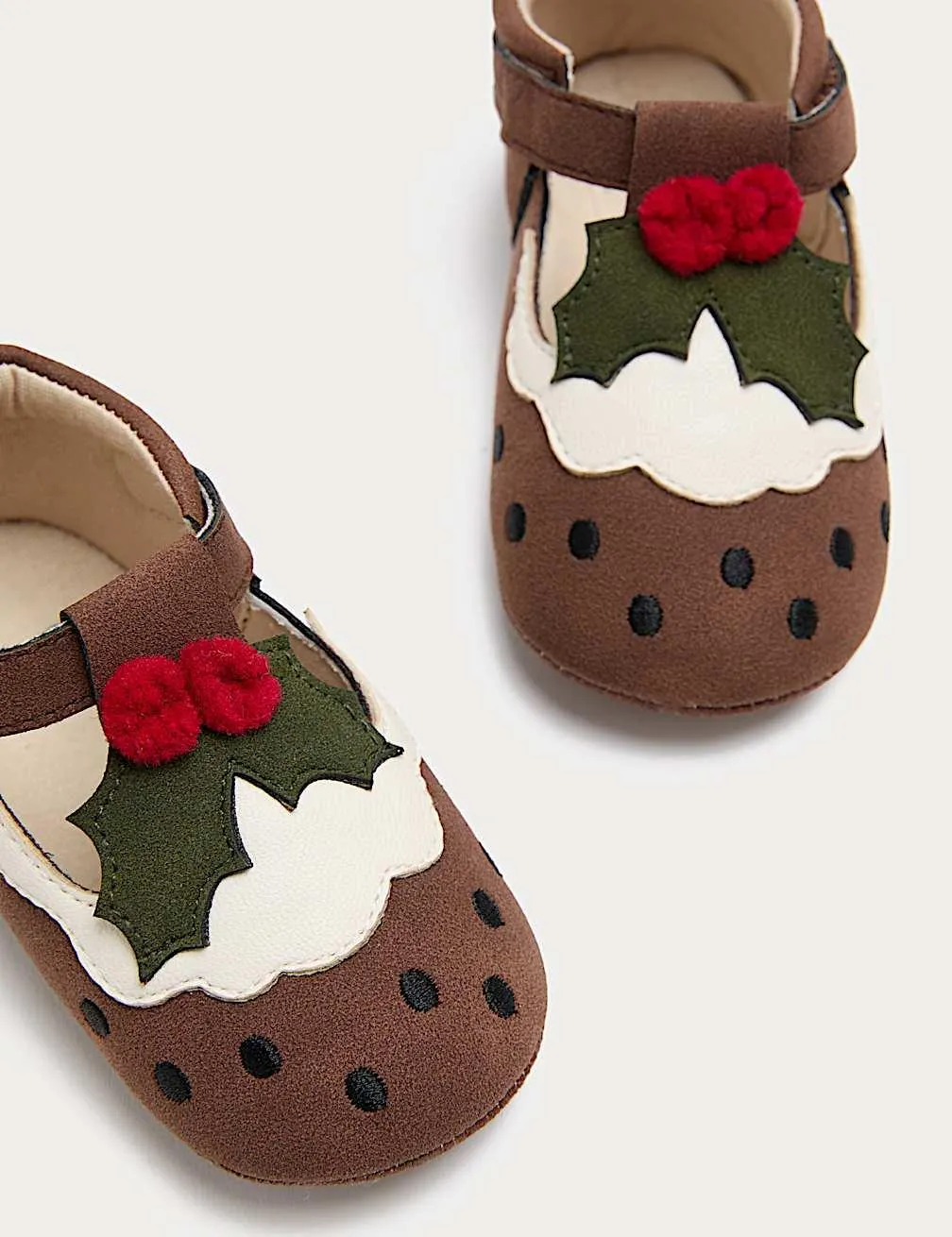 Baby Christmas Pudding Pram Shoes (0-18 Months)