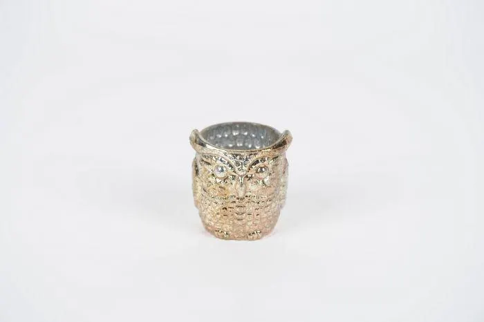 Glazen votief uil 7xH8cm goud