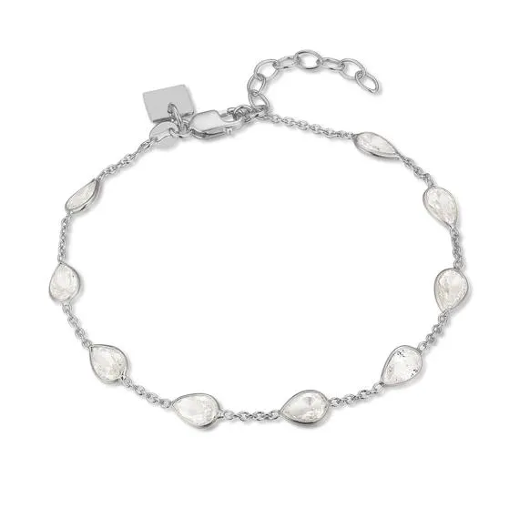 Armband in zilver, druppelvormige zirkonen