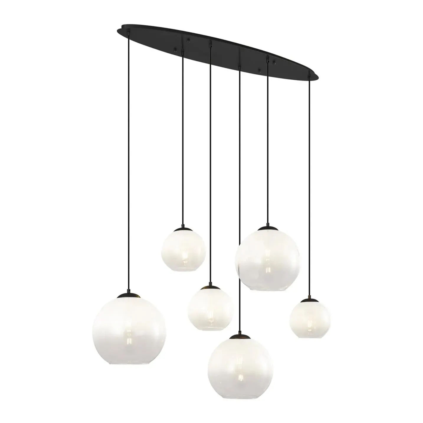 Moderne hanglamp zwart met wit glas rechthoekig 6-lichts - Misty