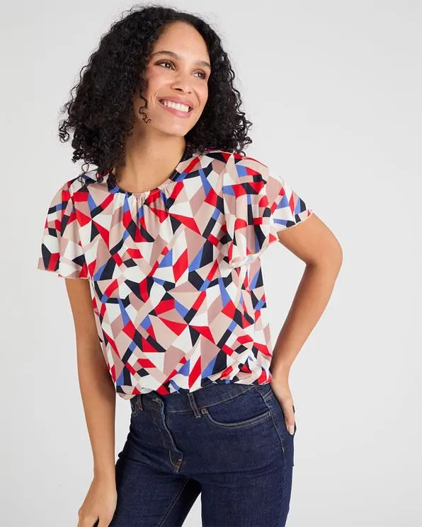 T-shirt met korte vlindermouwen